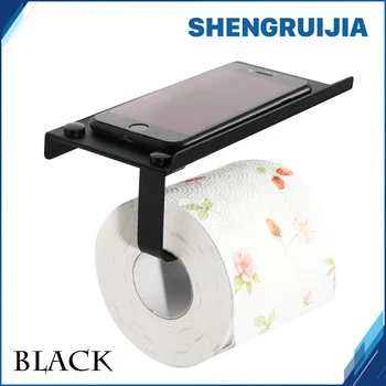 2018 krásné praktické černé Nerezové Oceli Držák Toaletního Papíru WC Papír, stojan na toaletní papír Držák Papíru s mobilní telefon police