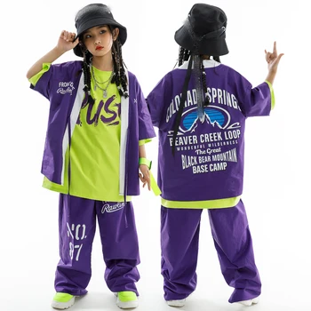 2023 Taneční Hip Hop Dance Kostýmy Pro Děti, Volné Trička Hiphop Kalhoty Streetwear Děti Jazz Výkon Oblečení DN15311