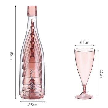 5PC Plastové Sklenice na Víno Bar Poháru Šampaňské Sklenici Studené Pití Šťávy Sklo Koktejlové Sklenice s Skladovací Kontejner-Růžová