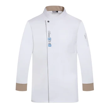Bílá dlouhý rukáv rondon Hotel šéfkuchař kabát T-shirt kuchař uniformě šéfkuchař kabát Pekárna Prodyšné Vaření, oblečení, logo