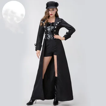 Cosplay Pirate Středověký Steampunk Zip Dospělé Ženy Dlouhé Vintage Oblečení