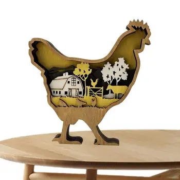 Domácí Dekorace Velikonoční Dřevěné Stolní Ozdoby Dekor Kuřecí Dřevěné Řezbářské Farmě Ozdoby Desktop Řemesla, Domácí Dekorace Zvířat