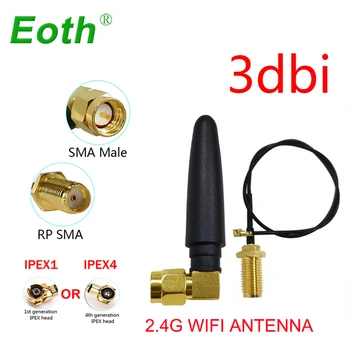 EOTH 1 2ks 2,4 g anténa 3dbi sma male wlan wi-fi 2,4 ghz anténě IPX ipex 1 4 SMA female pigtail Prodlužovací Kabel iot module antena