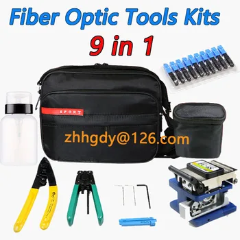 Fiber Optic Nástroje Kit 9 v 1 FTTH Optické Vlákno Tool Bag +Fiber Striptérka+ fc-6s Vlákno Sekáček+ Miller+10KS SC UPC Rychle Konektoru