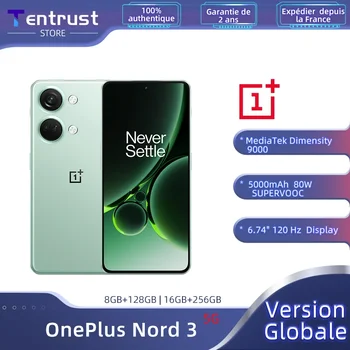 Globální Verze OnePlus Nord 3 5G 8GB 16GB RAM, MediaTek Dimensity 9000 120Hz Super Fluid AMOLED Displej 80W SUPERVOOC Nabíječka