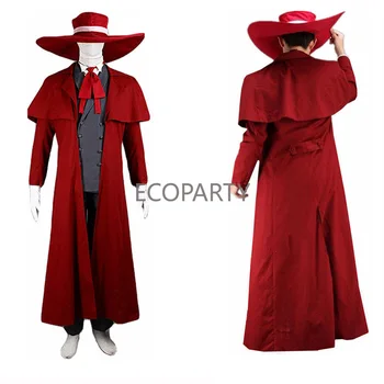 Halloween Anime Party Alucard Uniformy Cosplay Kostým Červená s Kloboukem a Motýlek