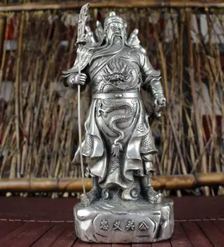 Měděné Sochy, Měděné zlacené stříbro studie bytové doplňky Řemesla Zhongyi Guan Gong drží nůž