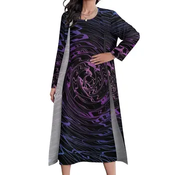 Mělké Vodě, Šaty, Podzim Multi-barevné Dominový Street Oblečení Boho Pláž Dlouhé Šaty Ženy Kawaii Vzor Maxi Šaty 3XL 4XL 5XL