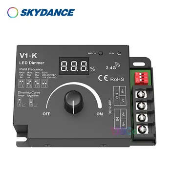 Skydance 12V-48V 24V LED PWM Stmívač Vypínač 20A Frekvence Nastavitelný Knoflík LED Stmívač pro Osvětlení, Moduly V1-K Regulátoru