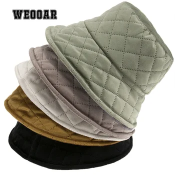 WEOOAR Diamond Kostkované Bucket Hat Muži Ženy 2021 Teplý Podzim Zimní Panama Hip Hop Rybář Čepice Módní Čepice Jižní Korea MZ230